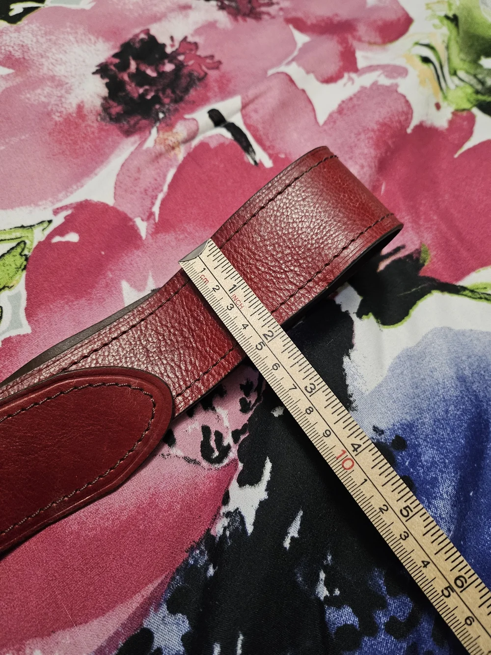 Wide Burgundy Leather Women’s Belt with Gold-Tone Buckle